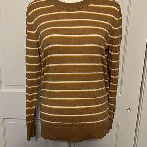 Banana Republic Forever Sweater Camel Ivory Gold Stripe XL